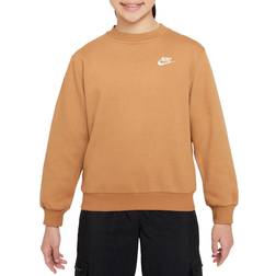 Nike Big Kid's Sportswear Club Fleece Sweatshirt - Flax/White ( FD3006-224)