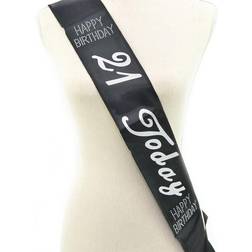 Shatchi Sashes 21st Birthday Diamante Black/Silver