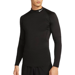 Nike Men's Pro Dri-FIT Fitness Mock Neck Long Sleeve Top - Black/White