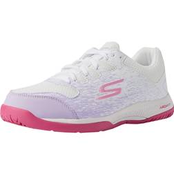 Skechers Women's Viper Court-Athletic Indoor Outdoor Pickleball Shoes with Arch Fit Support White/Lavender