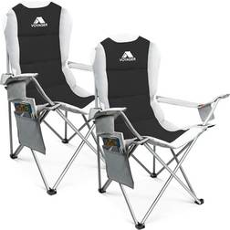 Voyager 2 pack premium outdoor camping chair set, 120kg padded, black