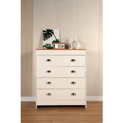 Home Treats Treats White & Pine 4 Oak Organiser Chest of Drawer 79x95cm