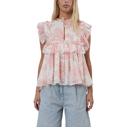 Stella Nova Flounce Chiffon Top - Soft Pink