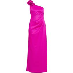 Gina Bacconi Agatha 3D Flower Detailed One Shoulder Maxi Dress - Fuchsia