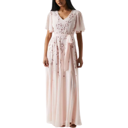 Coast Petite Premium Floral Embroidered Bridesmaids Maxi Dress - Blush