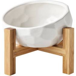 Gagyive Diamond Ceramics Pet Bowls Dog Bowl with Wooden Frame Set