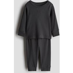 H&M Ribbat Set Bomull - Mörkgrå