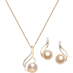 Macy's Swirl Pendant Necklace & Earrings Set - Gold/Pearls