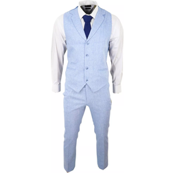 Truclothing Men's Summer Suit Waistcoat Trousers - Light Blue