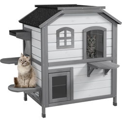 Pawhut 2-Story Cat House Outdoor