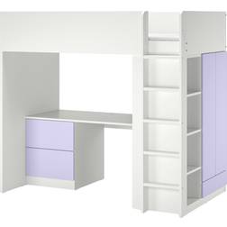 IKEA SMÅSTAD loftsäng, vit lila/med skrivbord 3