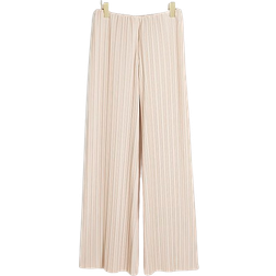 River Island Plisse Wide Leg Trousers - Beige