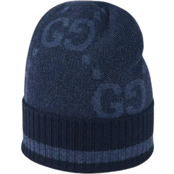 Gucci Gg Cashmere Jacquard Hat - Blue/Dark Blue