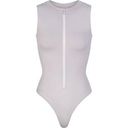 SKIMS Signature Swim Zip Front Sleeveless One Piece - Chrome