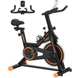 Homcom HOMCOM Indoor Exercise Bike with Heart Rate Sensor Orange, Orange