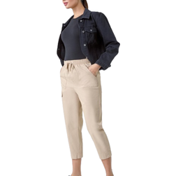 Roman Cotton Elastic Waist Cropped Cargo Trousers - Natural