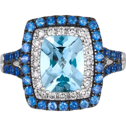 Le Vian Halo Ring - White Gold/Aquamarine/Sapphire/Diamonds