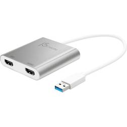 j5create USB A 3.0 - 2x HDMI Adapter M-F 0.2m