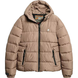 Superdry Hooded Sports Puffer Jacket - Fossil Brown