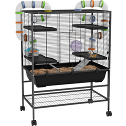 Pawhut Hamster Cage with Tubes Storage Shelf Ramps Platforms Running Wheel Large