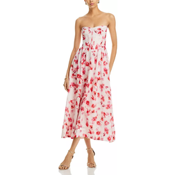 Bardot Lola Corset Floral Print Midi Dress - Hot Pink