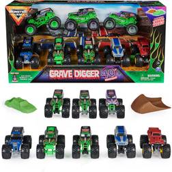 Spin Master Jam, Grave Digger 40th Anniversary 8-Pack Trucks with Bonus Accessories, 1:64 Scale, Kids Toys for Boys and Girls 3 and up