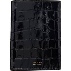 Tom Ford Black Shiny Croc T Line Passport Holder - BLACK - UNI