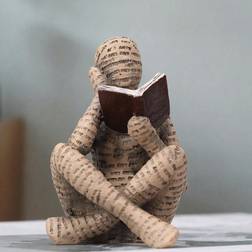 Shein Little Reader Resin Decorative Figurine Home Decor Ornament Tobacco Figurine 8cm