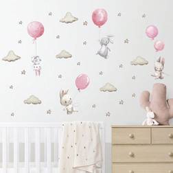 Shein Pink Rabbit Balloon Nursery Baby Decoration Sticker For Infant