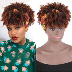 Shein Scarf Wig Short Curly Wig Brown Wig Bangs Turban Wig