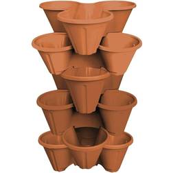 Geezy 5pk Plastic Stackable Plant Holder Triple Flower Pot