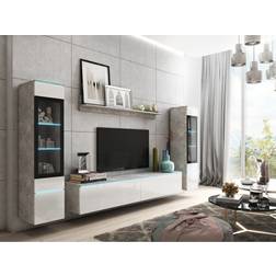 Zipcode Design Dorfman Entertainment Center Concrete White TV Bench 240x130cm