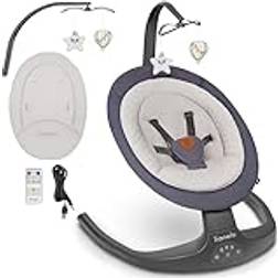 Lionelo Ralf 2in1 Babywippe und Liegestuhl, Fernbedienung, 12 Melodien, zwei Schaukelrichtungen, 5 Schaukelgeschwindigkeiten, Sperrung, Rückenlehnenverstellung, Timer, leiser Betrieb