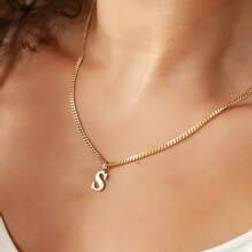 Shein 1pc Stainless Steel Initial Necklace DIY Letter Pendant Necklace Name Customized Gift A-Z For Women