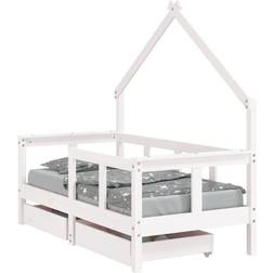 vidaXL Children's Bed Frame with Drawers Solid Pine 75.5x145.5cm