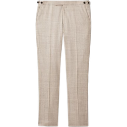 Reiss Boxhill Slim Fit Linen Blend Check Trousers - Oatmeal