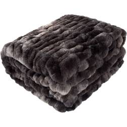 Lavish Home Oversized Ruched Faux Fur Filt Svart (203.2x152.4cm)