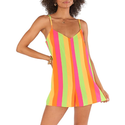 Show Me Your Mumu Rascal Romper - Neon Vacay Stripe