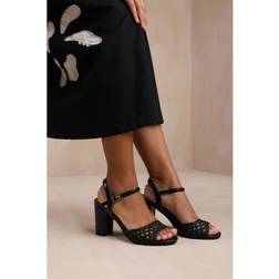 Where's That From Womens 'Cuba' Plaited Design Mid Block Black