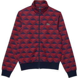 Lacoste Robert George Jacquard Motif Zipped Sweatshirt - Blue/Bordeaux/Red