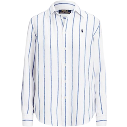 Polo Ralph Lauren Relaxed Fit Linen Shirt - White/Royal