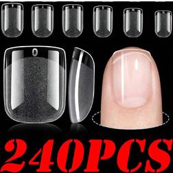 Shein Extra Short Square Fake Nail Tips Half Matte Acrylic Pre Filed Soft Gel Nail
