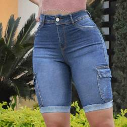 Shein Arbeitskleidung Damen Fahrrad Lässig Denim Shorts