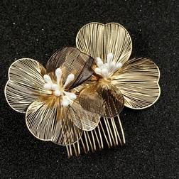 Shein 1pc Handmade Baroque Style Gold/Silver Flower Bridal Hair Comb Halloween