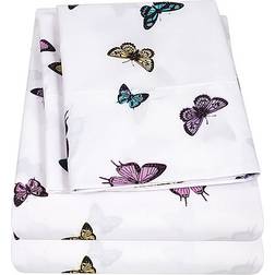 Sweet Home Collection Butterflies Wrinkle Resistant Sheet Set 66x96"