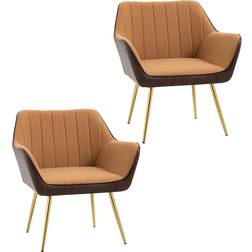 Homcom Modern Vanity Light Brown/Dark Grey Lounge Chair 72.5cm 2pcs