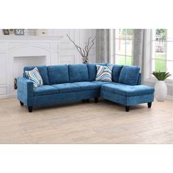 Ebern Designs Upholstered Sectional Blue Sofa 97" 2pcs 4 Seater