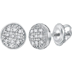 BillyTheTree Circle Cluster Earrings - White Gold/Diamond