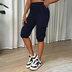 Shein Damen bequeme einfarbige Cargohose mit Kordelzug Taille, für den Sommer