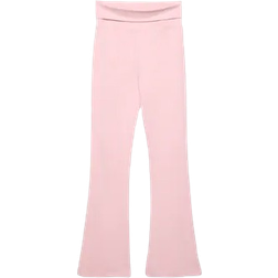 Stradivarius Flared Fold Over Waist Leggings - Pastel Pink